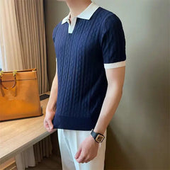 Printemps automne nouvelle mode col Polo à manches courtes t-shirts décontracté polyvalent Western banlieue vêtements jeunesse lâche hommes polos