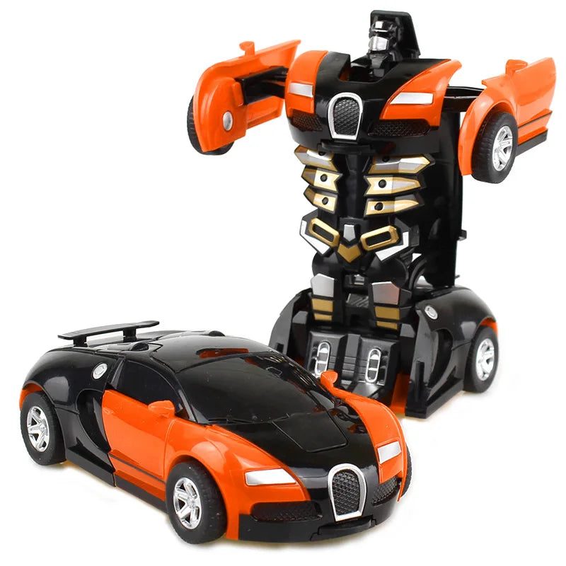 Voiture de déformation à une clé pour enfants, robot de transformation automatique, jouet moulé sous pression, mini modèle en plastique 2 en 1, cadeaux amusants pour garçons