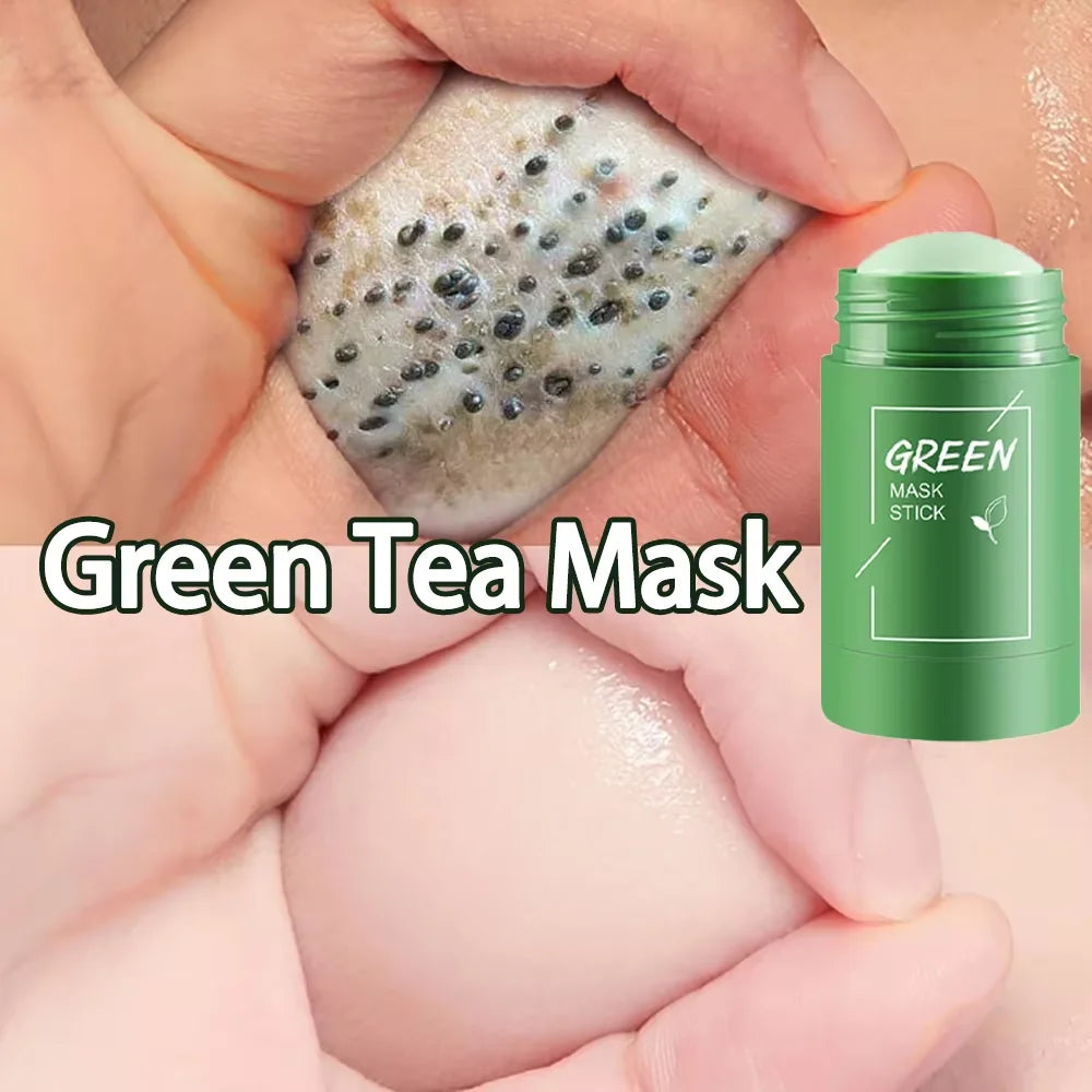 Green Tea Remove Blackhead Solid Mask Dispel Acne Blemish Cleansing Stick Mask Shrink Pores Tighten Whitening Skin Beauty Care