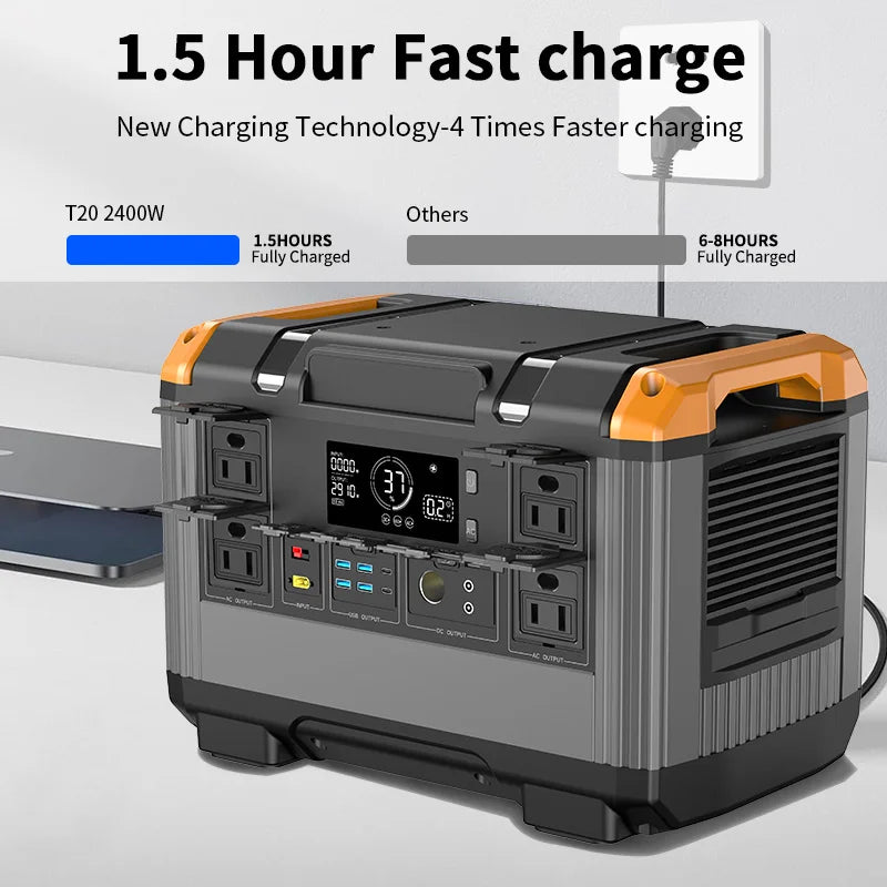 Centrale électrique Portable 2400w, générateur Portable 600w 1200w 600w avec panneau solaire 100w 200w pliable (plusieurs Options) Camping