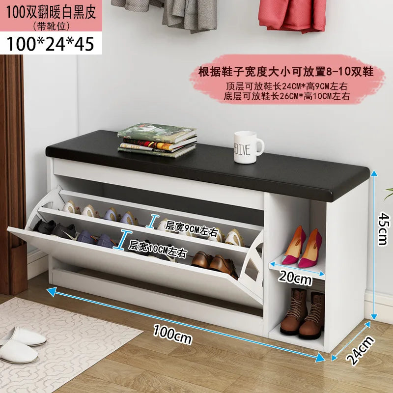 Porche entrée chaussure chaise rembourré salon maison rabat étagère à chaussures banc avec siège armoire à chaussures multicouche