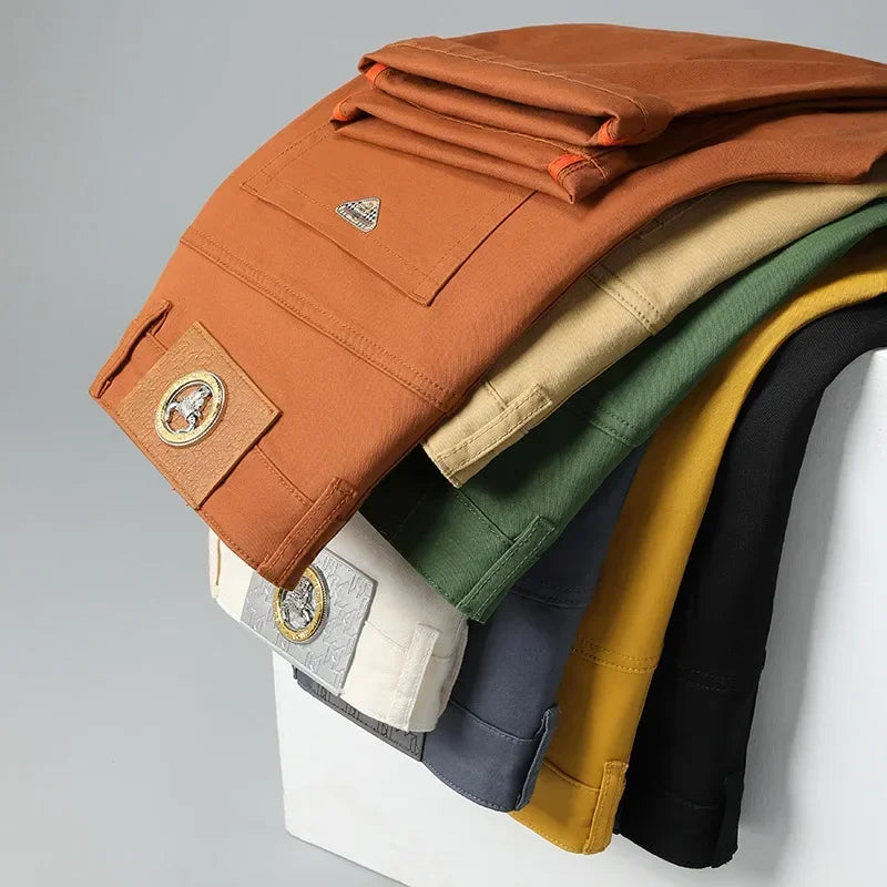 Jean extensible sept couleurs pour hommes, tendance, sauvage, Simple, 97% coton, haut de gamme, ajusté, petit pantalon droit décontracté pour hommes