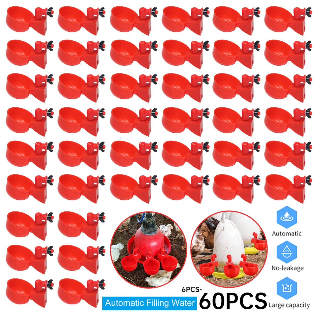 Mangeoire automatique jetable pour volaille, gobelet à boire, abreuvoir pour poussins, canard, oie, caille, 36-1 pièces