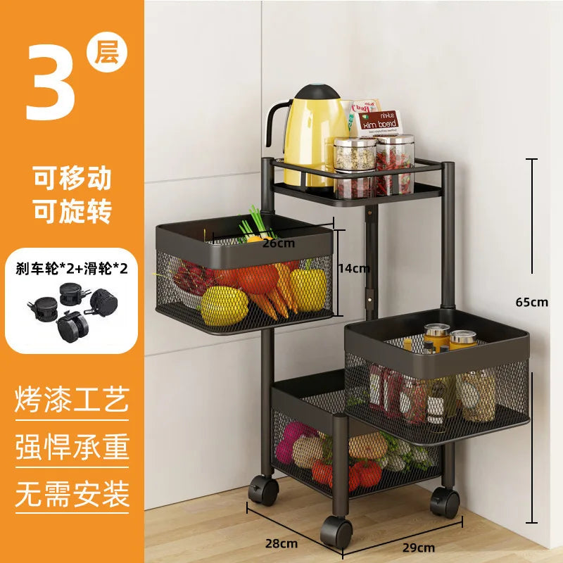 Petit chariot de rangement multicouche, chariot de cuisine moderne et créatif, meubles de maison simples, étagère rotative au sol, boîte à collation pour salon