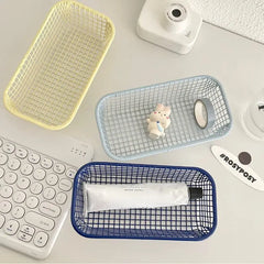 Panier de rangement de bureau INS, panier organisateur d'articles divers en métal, étui pour cartes photo, papeterie de bureau, fournitures pour la maison, support de tri de maquillage