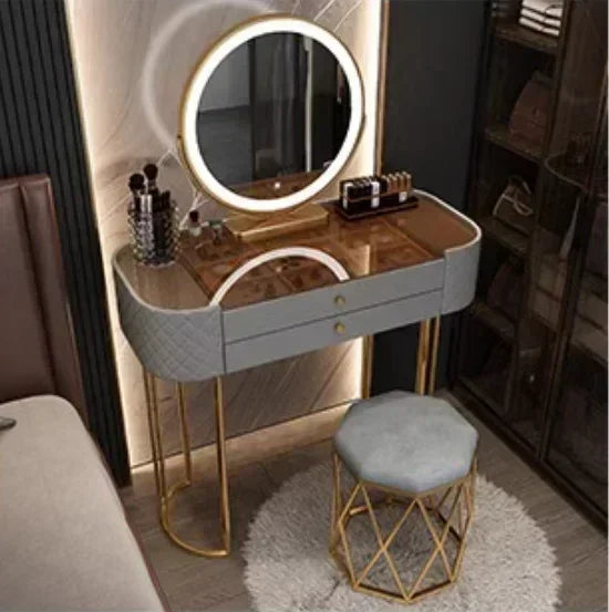 Miroir de maquillage de luxe avec lumière LED, meuble de rangement pour chambre à coucher, salon