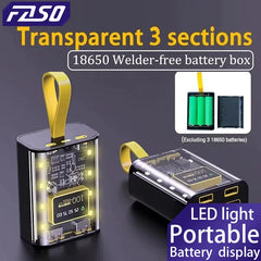 FASO 3*18650 étuis de batterie externe stockage de batterie veilleuse double Charge USB coque de bricolage pour iPhone Xiaomi 18650 boîte de rangement de batterie