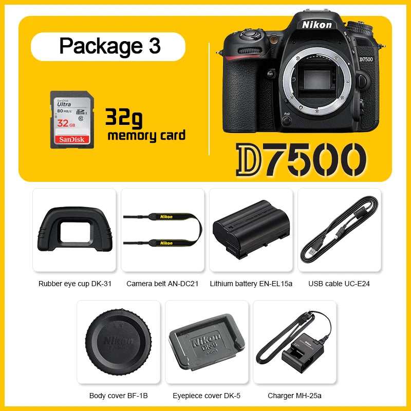 Nikon D7500 DX appareil photo reflex numérique 4K caméras vidéo professionnelles en option AF-S DX objectif NIKKOR18-140 ou 18-200 F3.5-5.6G ED VR II