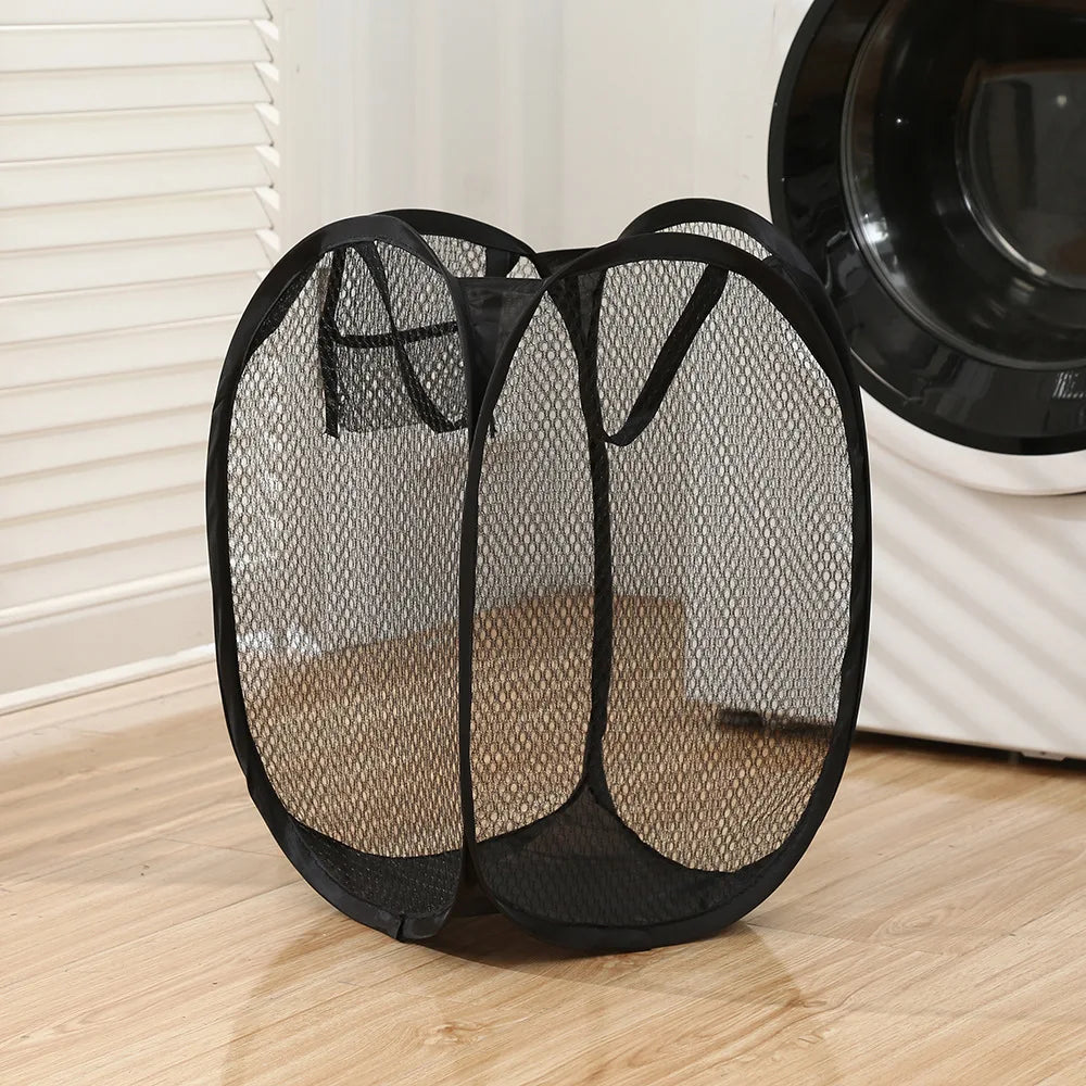 Panier de tri de linge sale pliant, cadre de lavage, sac de rangement en maille pour tissu de salle de bain, seau, organisateurs de linge, pochette de rangement