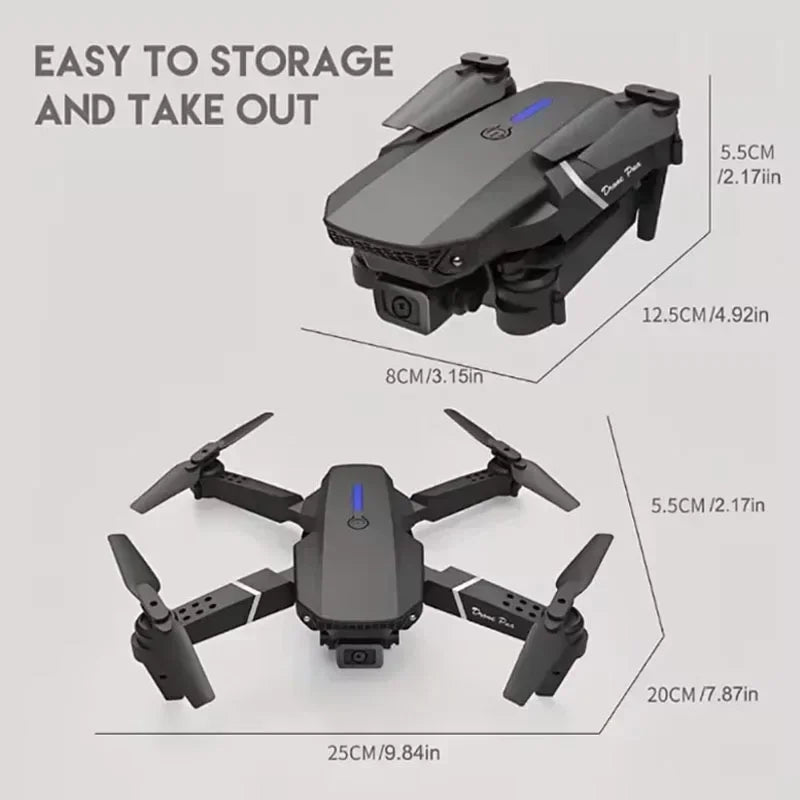 Drone professionnel E88 4K avec caméra grand angle HD 1080P, WiFi, FPV, recommandé de tenir un importateur RC pliable, hélicoptère quadrirotor, jouets pour enfants