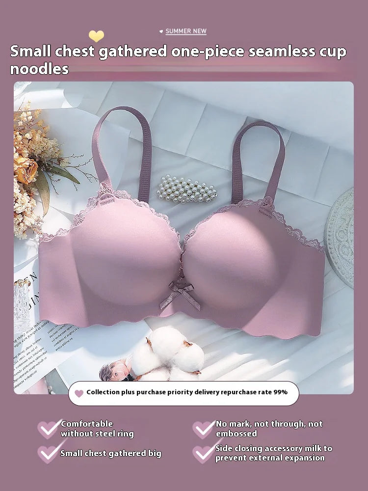 Lingerie femme petits seins rassemblés pur désir pour épaissir un morceau de filles sans marquage sans anneau en acier soutien-gorge Sexy