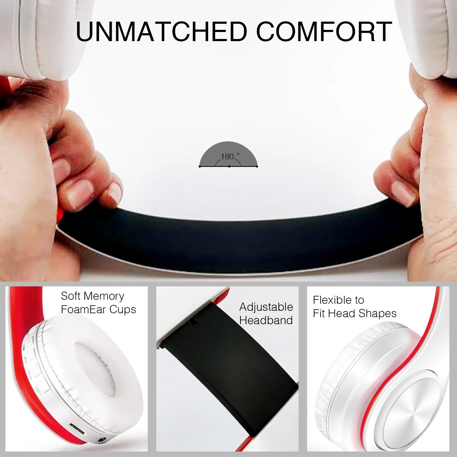 Casque Bluetooth  sans fil Stéréo Pliable Sport Écouteur Microphone Casque Lecteur MP3 mains libres