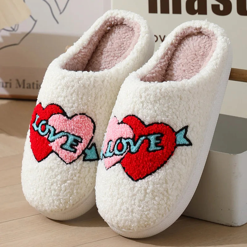 Nouveau hiver belles femmes pantoufles filles mode fleurs maison diapositives Couples mou mouettes sandales plates hommes tongs de noël
