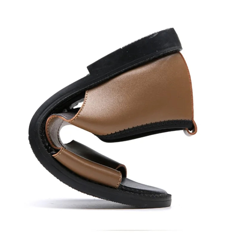 Sandales de Marque en Cuir pour Homme, Pantoufles de Plage Confortables et Décontractées, à la Mode, pour l'Extérieur, 2024