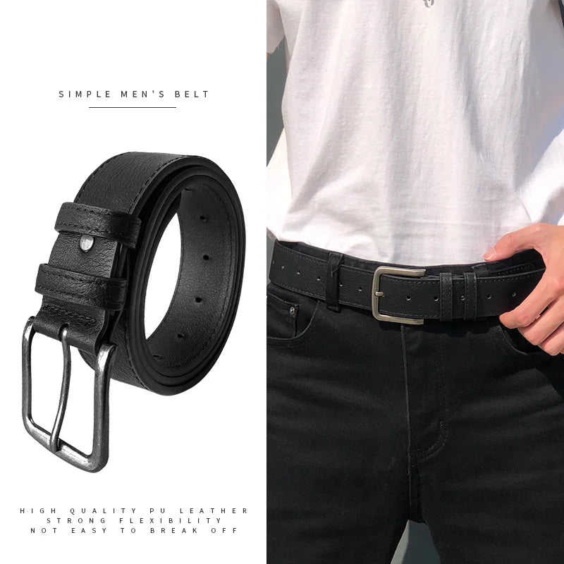 1pc Ceinture Pour Hommes Ceinture En Cuir Pu De Haute Qualité Jeans Classique Réglable En Métal Pom Boucle Ceinture Pour Hommes Cadeaux Entreprises Loisirs Nouveau