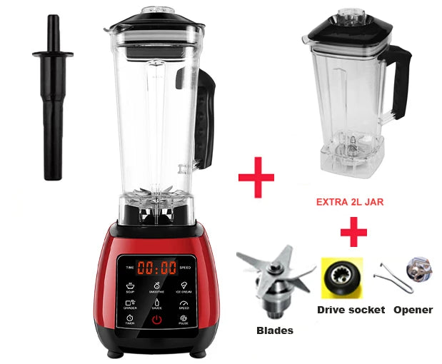 Mixeur digital professionnel 3HP sans BPA 2 LItres avec touche tactile, robot de cuisine blender, mélangeur et presse-agrumes très puissant pour faire de délicieux smoothies glacés aux fruits avec bouton sensitif