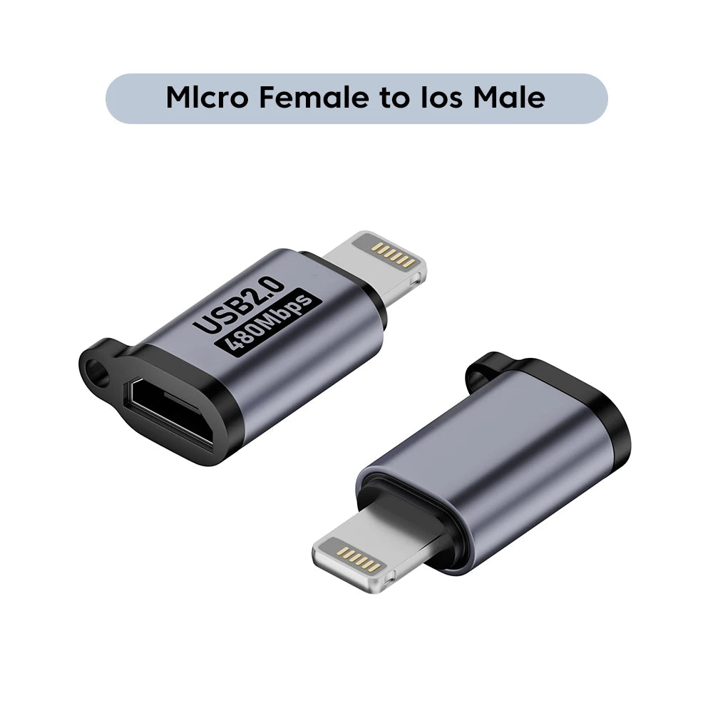 Adaptateur Micro USB vers Type c vers Lightning Adaptateur USB 2.0 vers Type c Transfert de données Transfert de données USB c Lightning pour iPhone