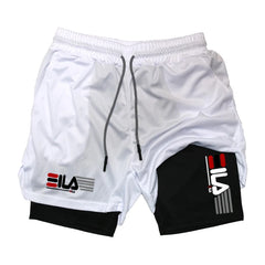 Shorts de compression 2 en 1 pour hommes, culotte de sport respirante à double couche, short de plage décontracté à séchage rapide