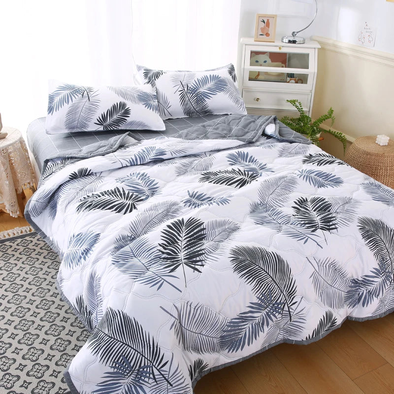 Couette d'été matelassée imprimée marguerite, taie d'oreiller ou couettes simples, douce et respirante, simple, Double, lavable, mince