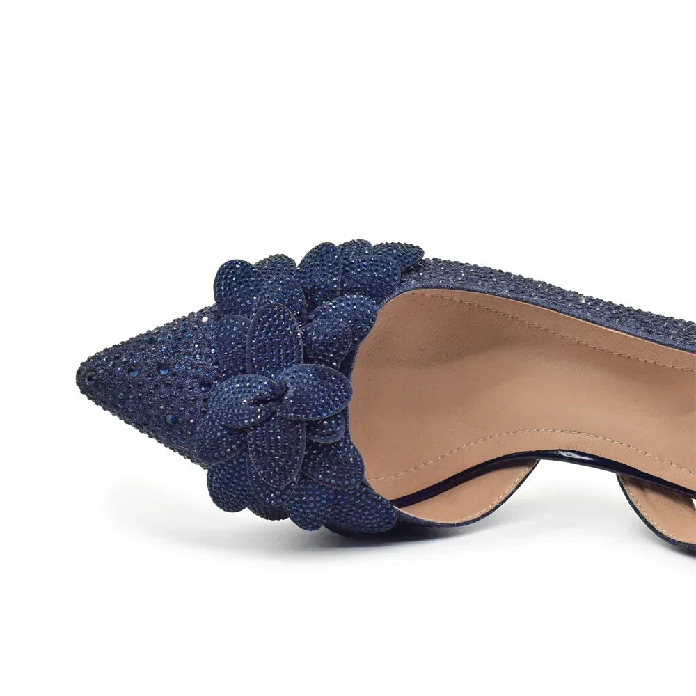 Ensemble de chaussures et de sacs italiens de luxe pour femmes, escarpins de mariage à bout pointu, talons hauts, strass, ensemble de chaussures et de sacs de fête pour dames