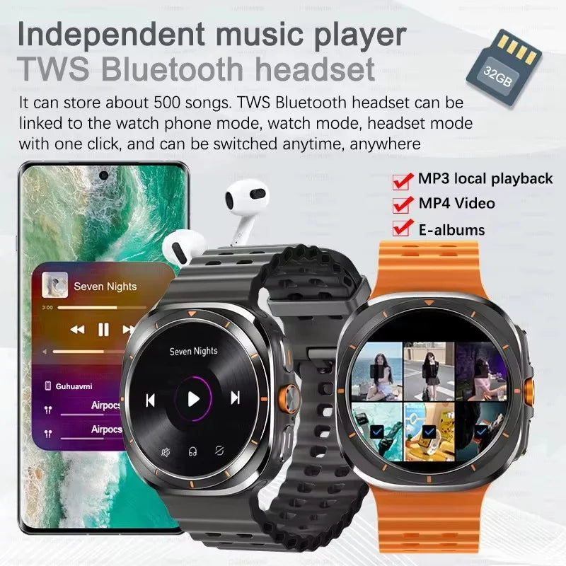 2025 nouveau pour Samsung DT montre UItra 7 32Gb AMOLED MP4 vidéo NFC hommes femmes HD Bluetooth appel boussole Fitness GPS Tracker montre