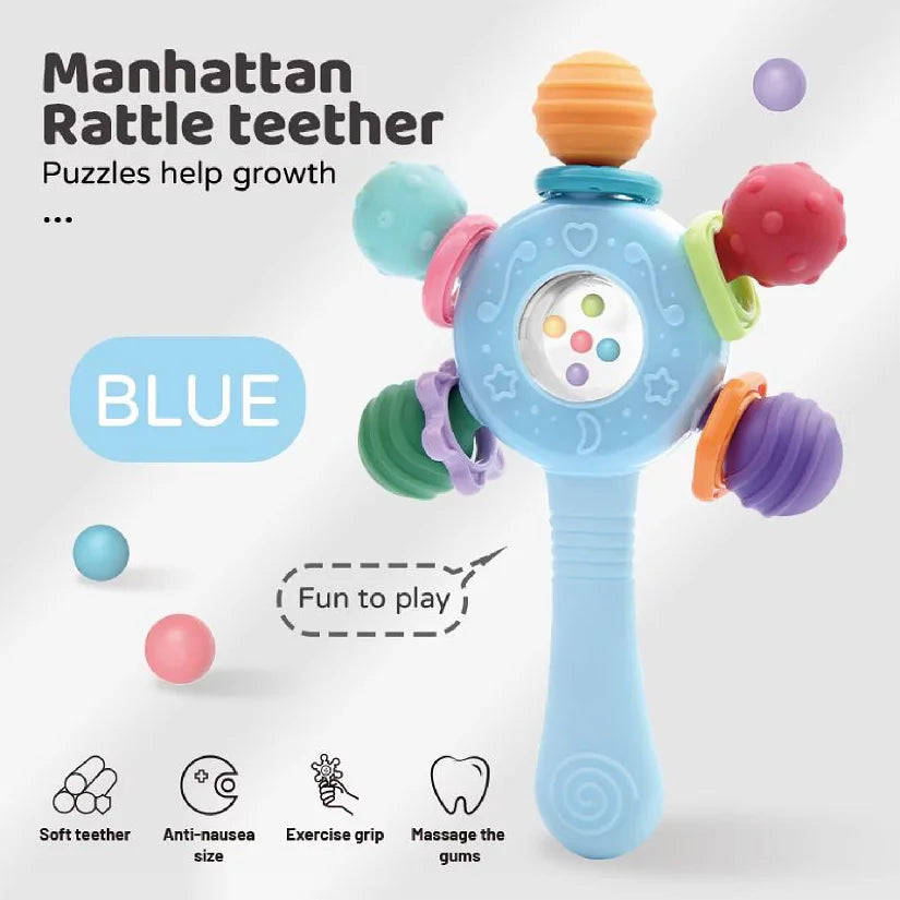 Anneau de dentition pour bébé de 0 à 36 mois, hochet, jouet, anneau de dentition, développement sensoriel, jouet à mâcher, accessoires pour bébés de 0 à 36 mois