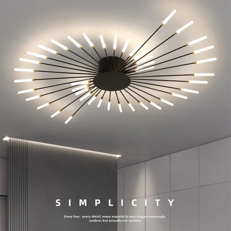 Modern LED Chandelier For Living Room Bedroom Home Roof Indoor Gold Metal Ceiling Lamp With Remote Control Lighting Lustre Decor