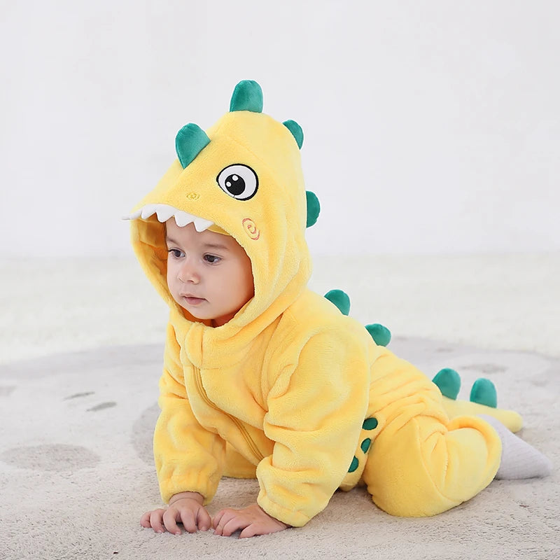 Joli dinosaure nouveau-né bébé fille vêtements body en peluche doux chaud enfant en bas âge combinaison Halloween enfant infantile pyjamas salopette fermeture éclair
