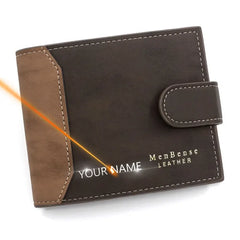 Nouveau portefeuille court pour hommes porte - cartes ultra - mince nom imprimer portefeuille pour hommes petit porte - photos sac à trois plis sac à main pour hommes givré
