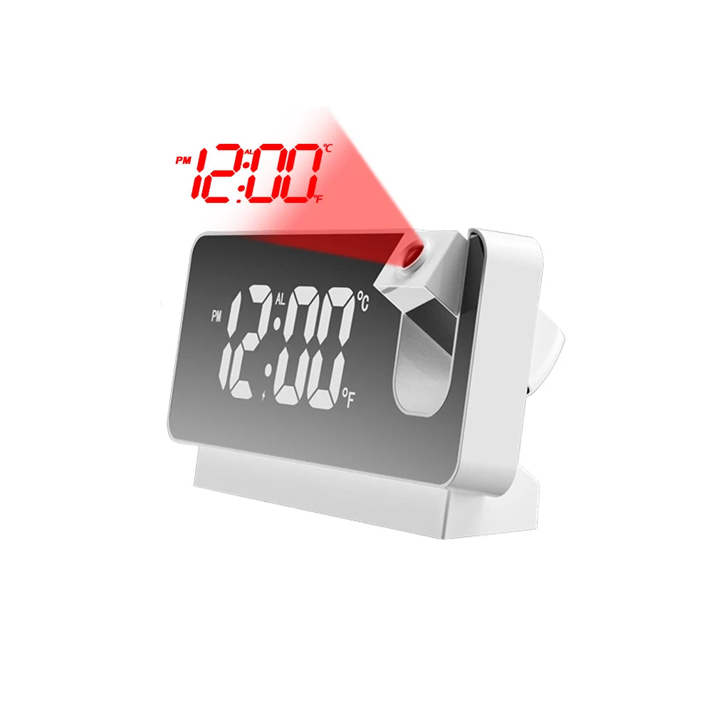 Réveil LED rotatif à 2022 °, Projection numérique, USB, créatif, affichage de la température, pour chambre à coucher, bureau, nouveauté 180
