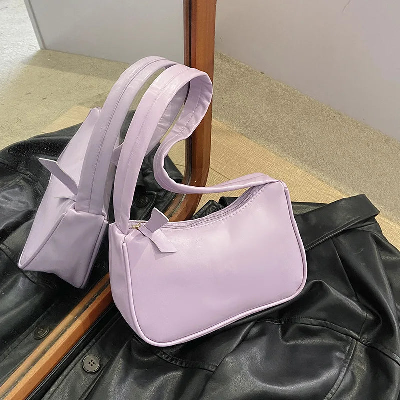 Nouveau rétro souple en cuir PU femmes épaule sous les bras sacs décontracté couleur unie petit haut-poignée sacs à main dames mode sacs à bandoulière