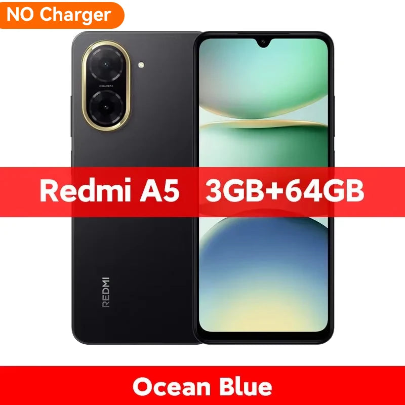Version mondiale Xiaomi Redmi A5 Smartphone 32MP AI double caméra 6.88 "affichage UNISOC T7250 CPU 5200mAh batterie 15W charge rapide