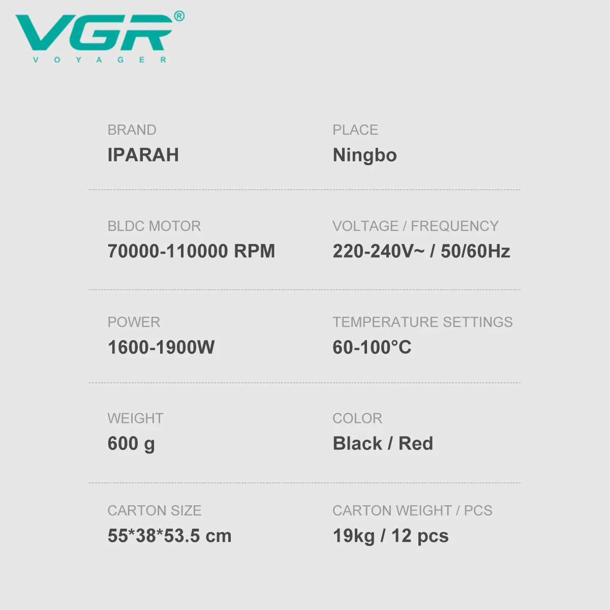 VGR hair dryer seche cheveux puissant professionnel Bestseller 110000 RPM Professionnel Sèche-cheveux Meilleur Sans balai Ions négatifs Sèche-cheveux Super Puissant Faible bruit Bestseller Salon 1900 W Souffleur V-401