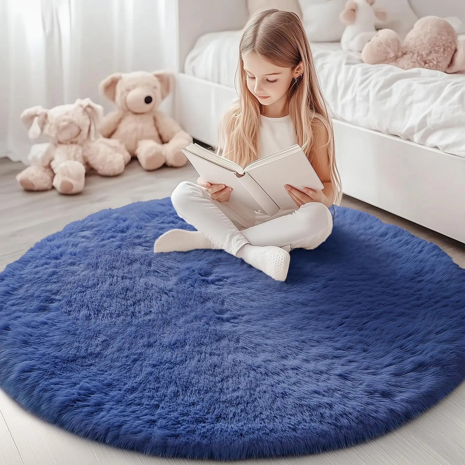 Olanly nouveaux tapis ronds en peluche pour salon tapis de chambre antidérapants tapis ronds lavables en Machine pour enfants décor à la maison esthétique