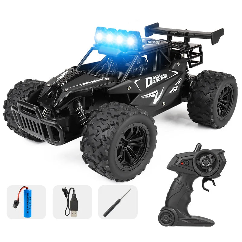 Voiture télécommandée tout-terrain à dérive avec LED, véhicule d'escalade Rc à grande vitesse, camions 2.4G, jouet d'extérieur pour enfants, cadeau, 1:16