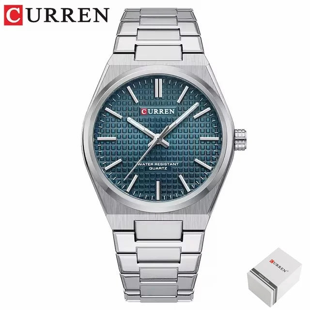 CURREN 8439 Couple montre à Quartz argent or loisirs Simple affaires bracelet en acier inoxydable montre-bracelet pour hommes