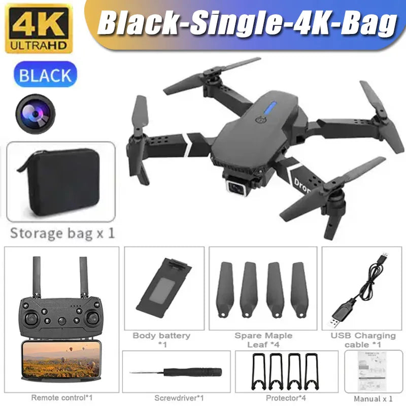 Drone professionnel E88 4K avec caméra grand angle HD 1080P, WiFi, FPV, recommandé de tenir un importateur RC pliable, hélicoptère quadrirotor, jouets pour enfants