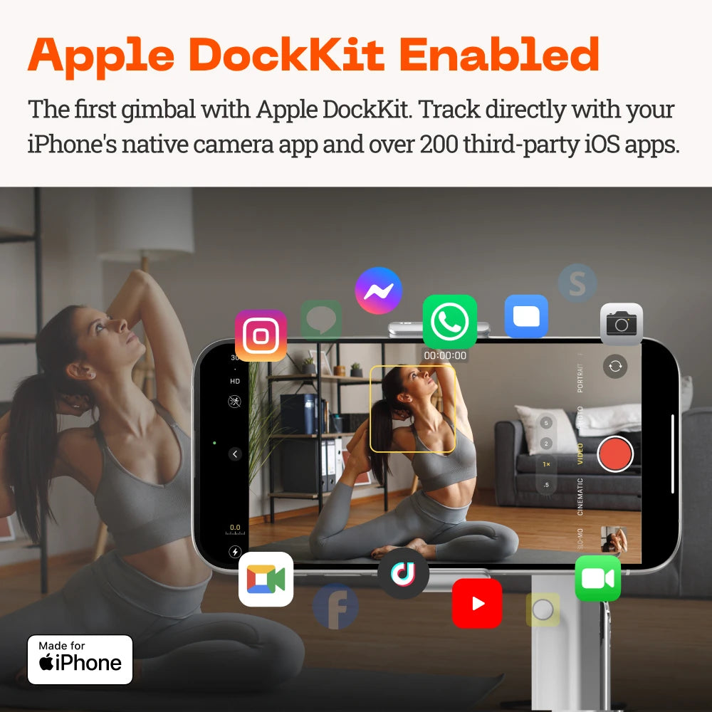 Insta360 Flow Pro - Stabilisateur de cardan alimenté par l'IA pour smartphone, compatible Apple DockKit, suivi 360, stabilisation à 3 axes