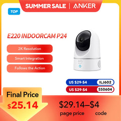 Eufy Security Solo 2K caméra intérieure P24 protéger Pan & Tilt Mini caméra Wifi Assistant vocal ia humain compatibilité piste de mouvement