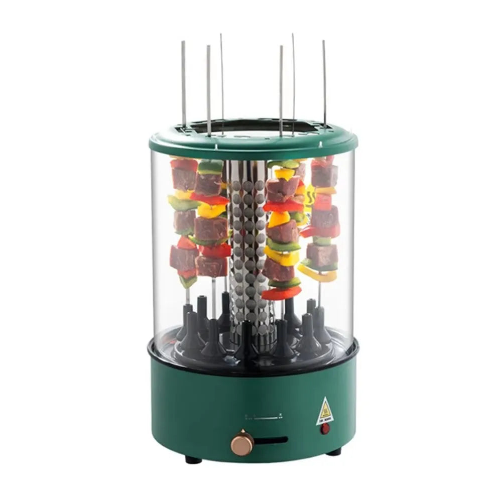 Machine à Barbecue verticale sans fumée, rôtissoire automatique, boîte à huile détachable, fourchette de barbecue, contrôle de puissance de feu, plaque de brochette universelle