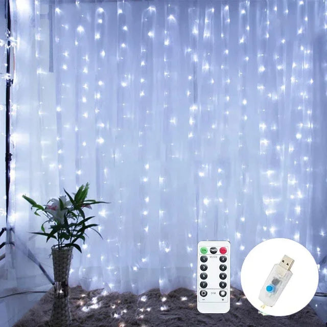 USB chaîne lumières vacances mariage fée guirlande lumineuse lumières pour chambre 3/4/6M télécommande rideau LED décoration de noël