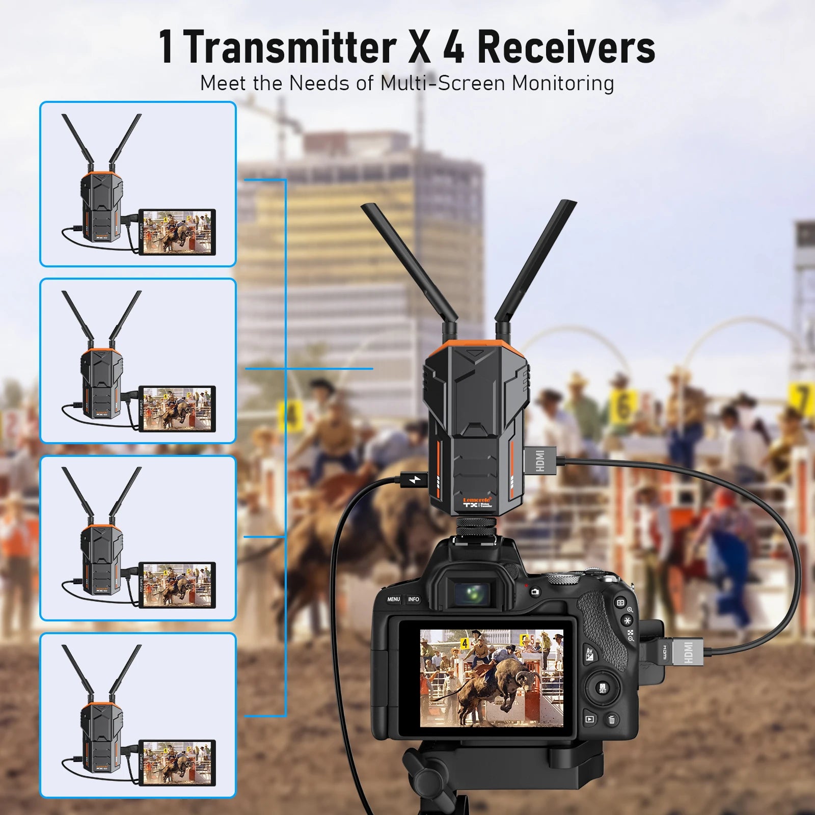 Lemorele Kit d’extension sans fil 200M 5.8Ghz Émetteur et récepteur HDMI Extender vidéo pour appareil photo reflex numérique PC portable