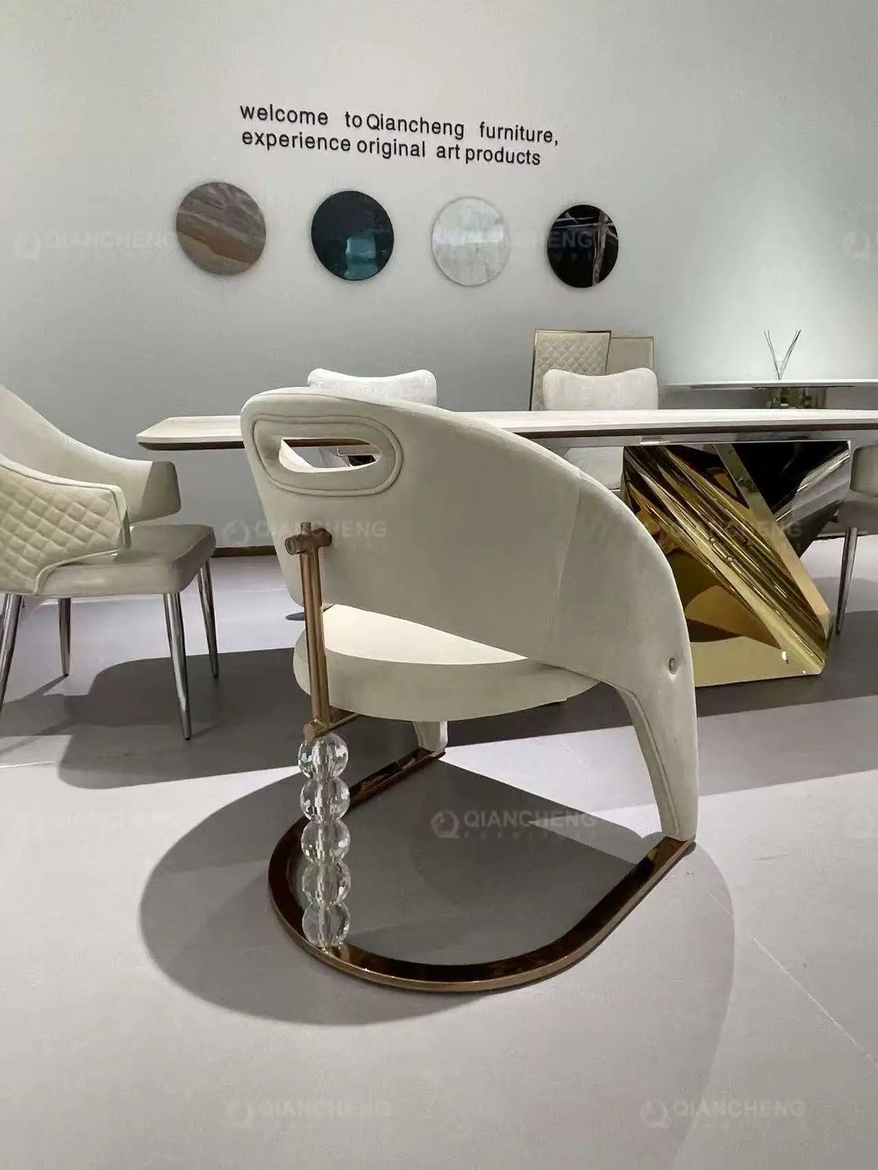 Esmt163 chaise de salle à manger design de luxe léger italien chaise de villa de luxe haut de gamme grandes chaises de table à manger plates