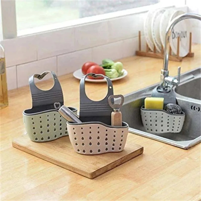 Panier suspendu de vidange d'évier, accessoires de cuisine réglables, sac d'évier en caoutchouc, étagère en éponge à savon, support de robinet pour salle de bains 1 pièce