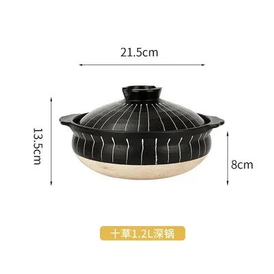 Casserole en céramique de Style japonais, petite casserole noire en argile, ustensiles de cuisine pour la maison, fournitures de cuisine, casserole à soupe, 1 pièces