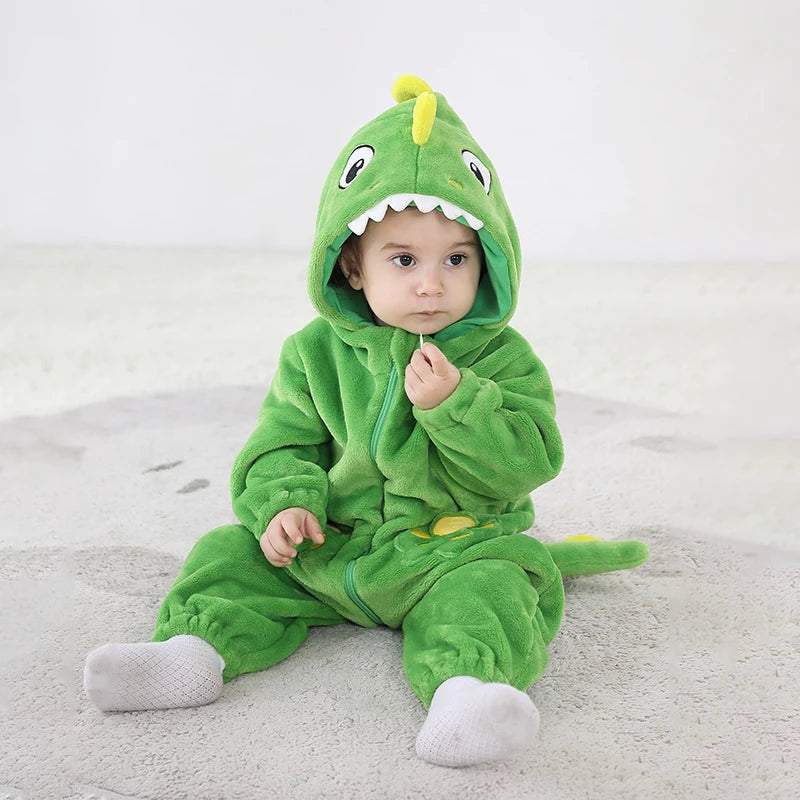 Joli dinosaure nouveau-né bébé fille vêtements body en peluche doux chaud enfant en bas âge combinaison Halloween enfant infantile pyjamas salopette fermeture éclair