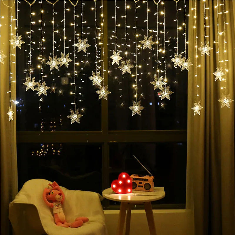 Guirlande de rideaux lumineux Led de 4M, éclairage de vacances, décorations de noël, lumières de fête pour chambre à coucher, réveillon du nouvel an, décoration féerique pour la maison