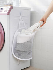 Panier à linge de rangement pliable, organisateur de vêtements sales, sac en maille, mural pour vêtements de salle de bain, paniers suspendus, seau