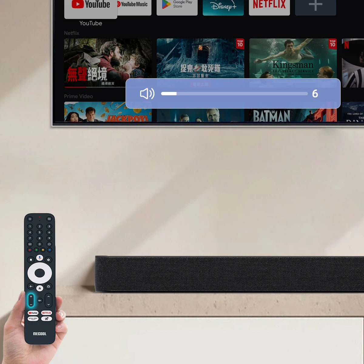 Barre de son MECOOL Android 12 certifiée Google Netflix Dolby Atmos Dolby Vision 4 + 32G son Surround Home Media cinéma