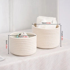 Panier de rangement en corde de coton tissé à la main, panier de rangement pour cosmétiques, bijoux, clés de bureau, boîte de collations, organisateur d'articles divers